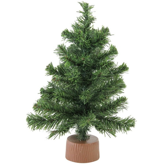 Gerson Company Mini Canadian Pine Christmas Tree in Natural Wood Base 12 inch
