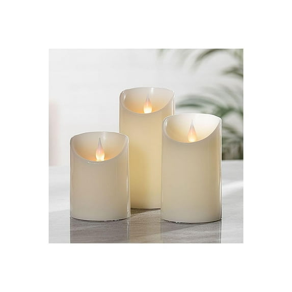 Gerson Company Set of 3 Large Bisque Forever Glow Led Wax Candles