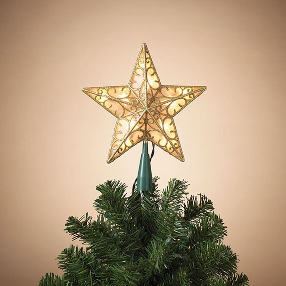 Golden 3-D Star Tree Topper with Electric Lights