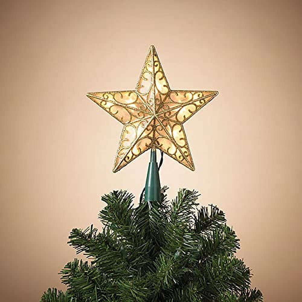 Gerson Electric Lighted 3D Golden Star Tree Topper with 10 Lights 9" L