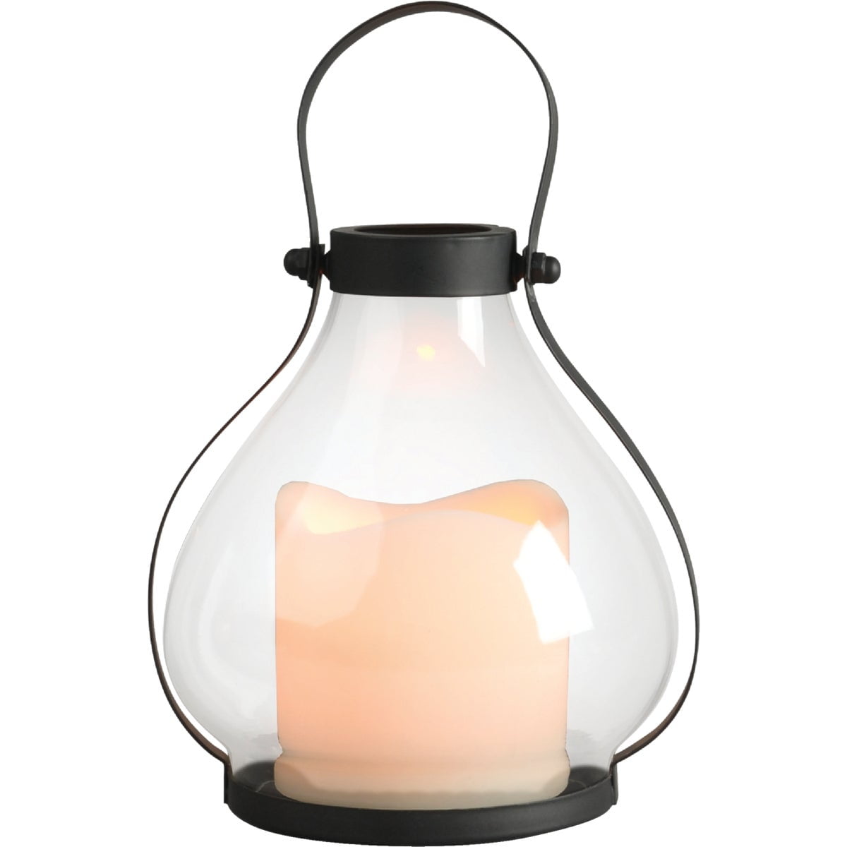 10.3-Inch Tall Metal School House Lantern with LED Candle and 5-hour Time Feature 10.3-Inch Tall Metal School House Lantern with LED Candle and 5-hour Time Feature
