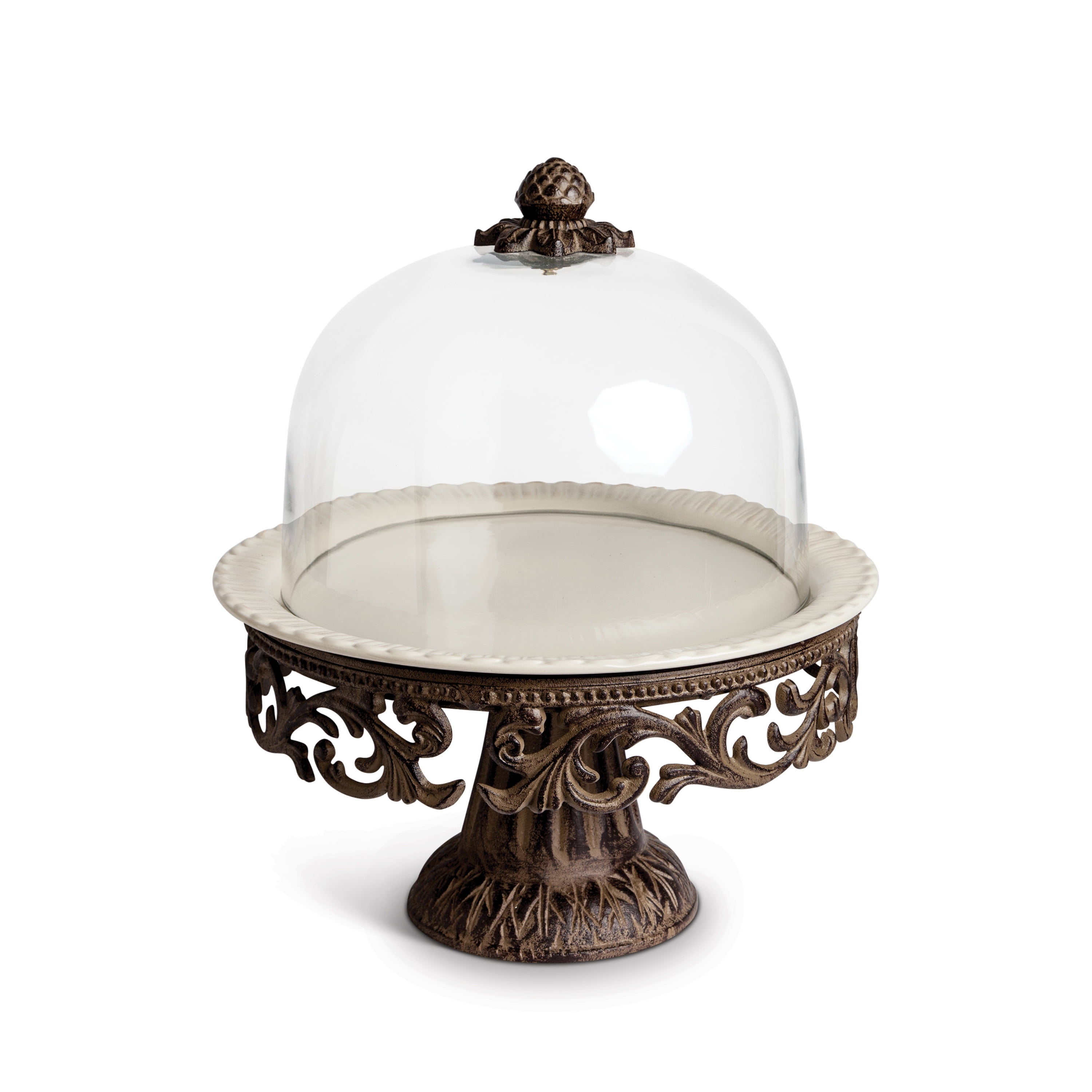 Pedestal cake top plate with dome