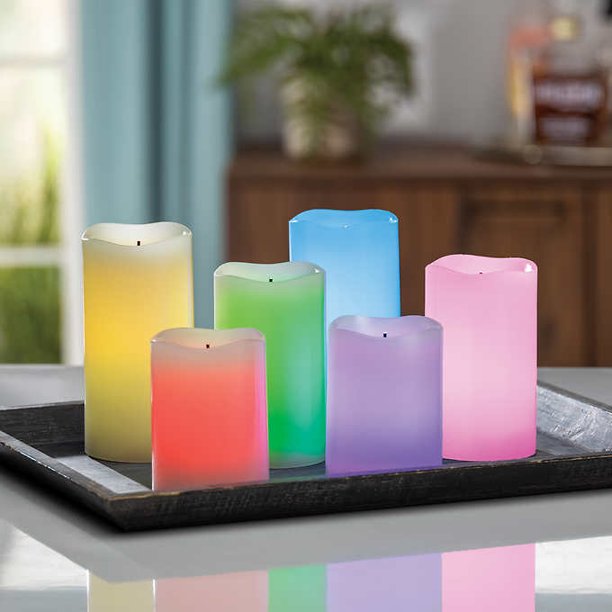 Gerson Glow Wick LED Color Changing Wax Candles, 6piece