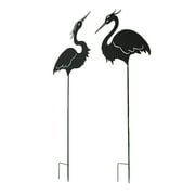 Gerson Heron Silhouette Cutout Metal Bird Garden Stakes 43 inch Set of 2