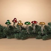 Gerson International Glass Holiday Mushrooms with Clip, 3.9-inch Height, Set of 6