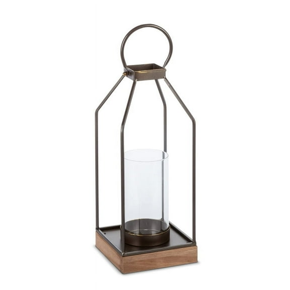 Gerson Lantern Metal Lantern With Wood Base Metal 1 pk