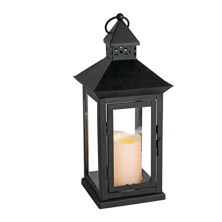 Gerson Metal Flameless LED Lantern with Timer Feature Gerson Metal Flameless LED Lantern with Timer Feature
