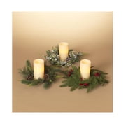 Gerson Multicolored Pine Candle Ring with Berry Candles 3 in.