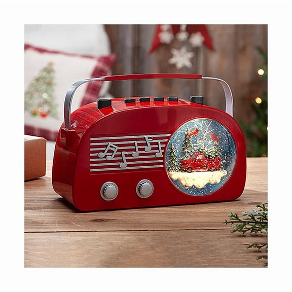 Gerson Companies 6.5-inch Musical Spinning Water Globe Retro Radio