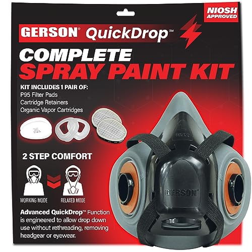 Gerson NIOSH Drop Down Complete Spray Paint Kit Half Mask With Replaceable OV/P95 Large