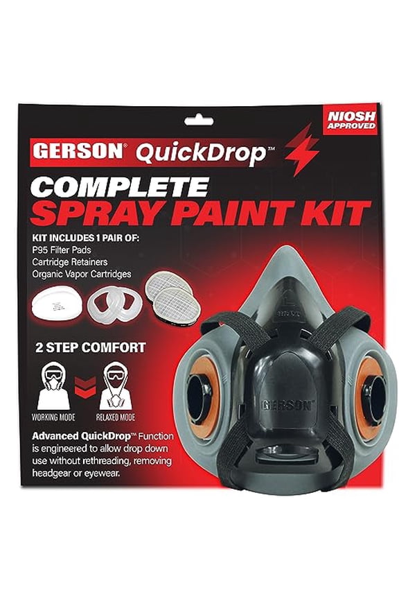 NIOSH Drop Down Complete Spray Paint Kit Half Mask With Replaceable OV/P95 Medium