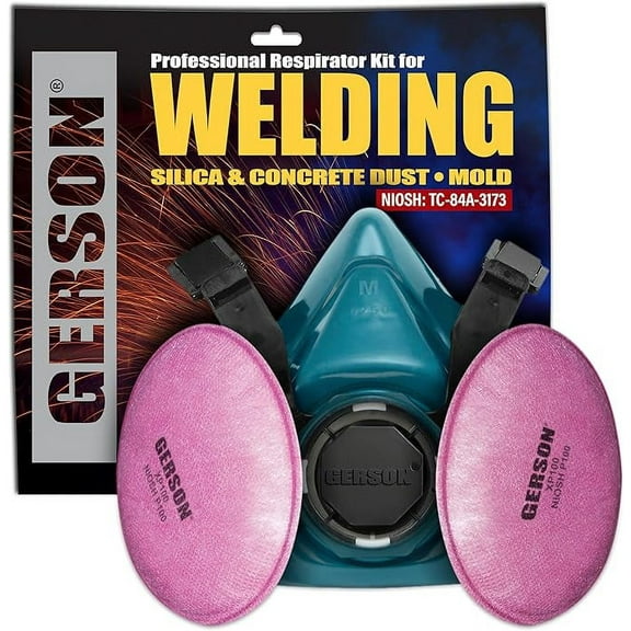 Gerson NIOSH Industrial P100 Respirator Kit Welding, Silica Concrete Dust, Mold (Medium)
