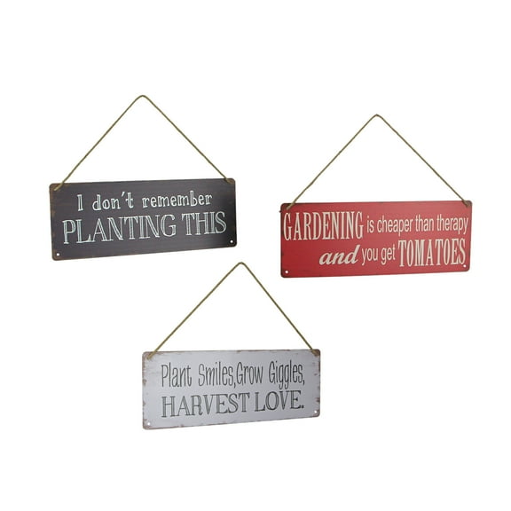 Gerson Red Black White Metal Hanging Funny Garden Signs Outdoor (Set of 3)