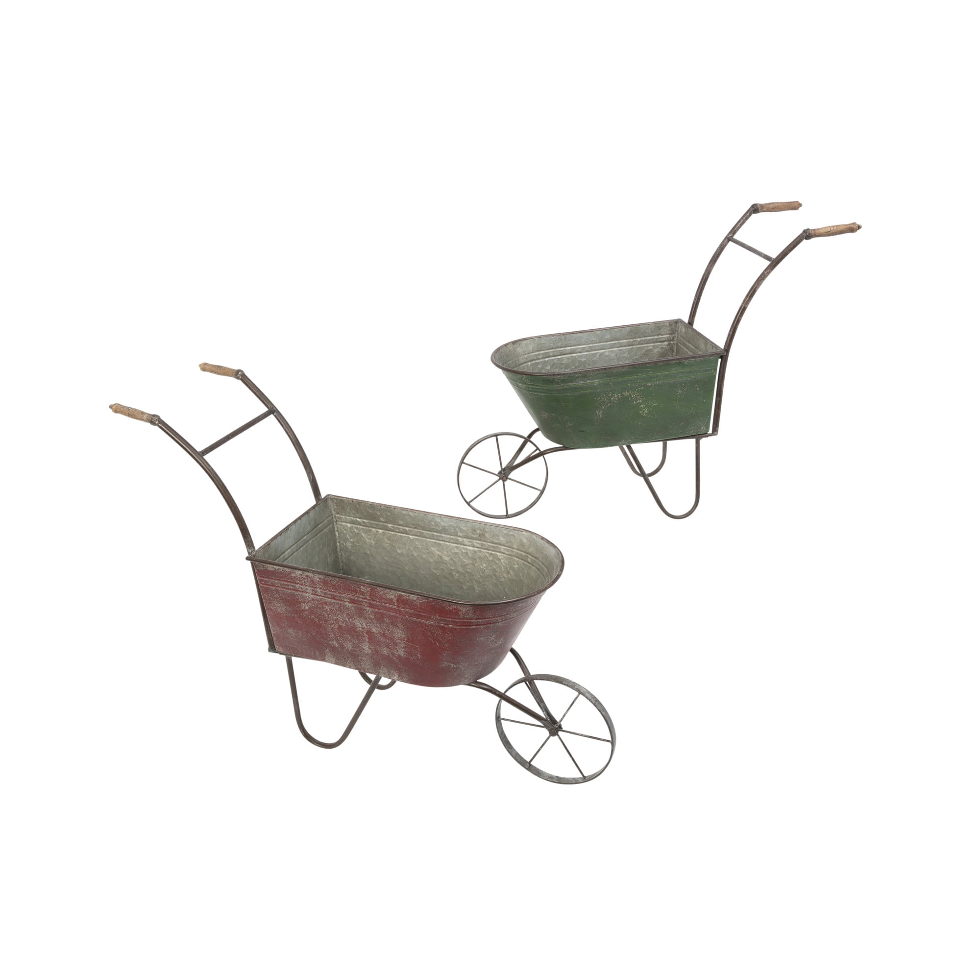 Gerson S/2 Assorted Metal Antique Wheelbarrows