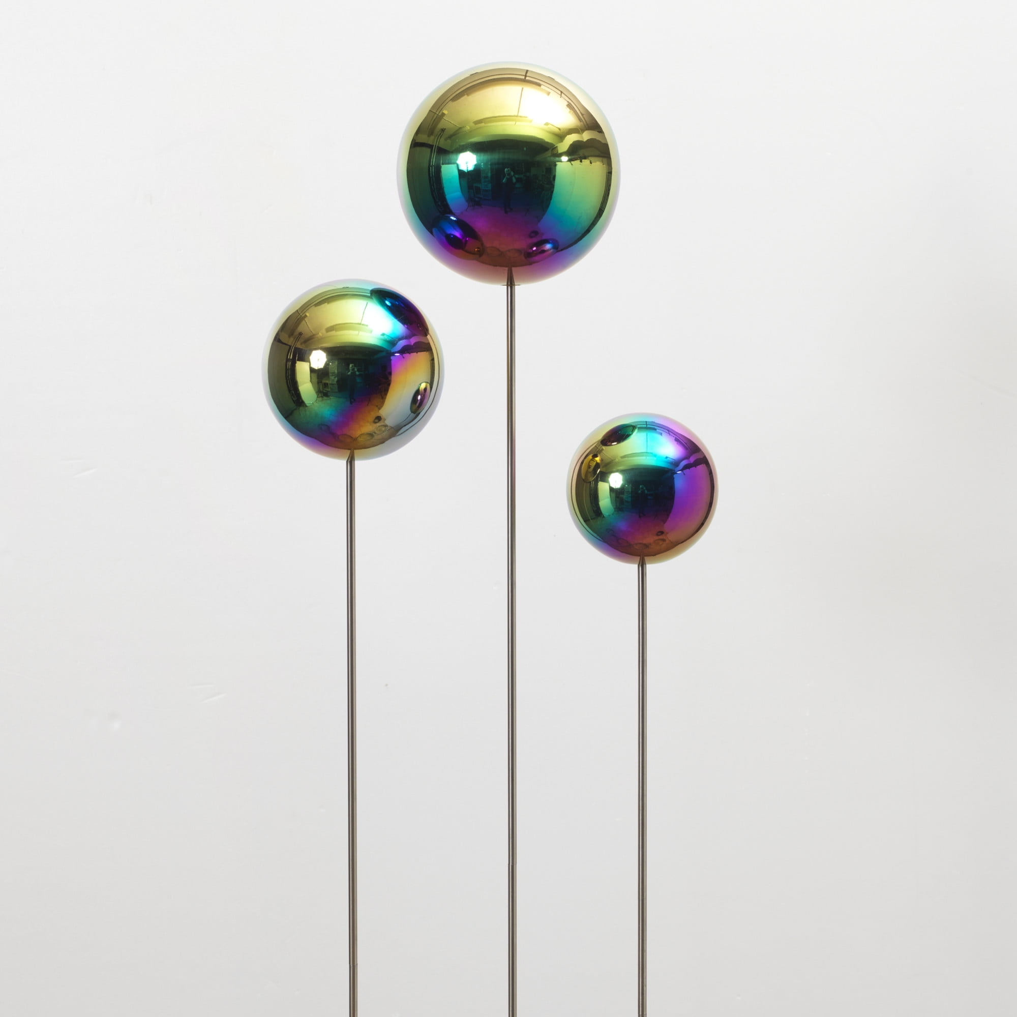Set of 3 Iridescent Steel Garden Yard Stakes