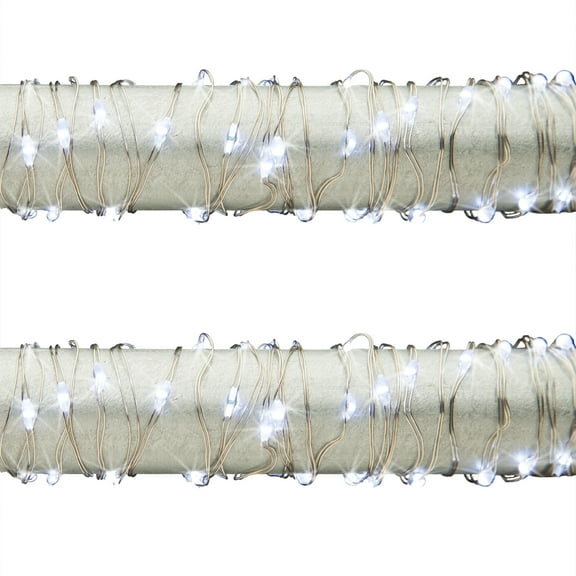 Gerson Set of 2 20 ft Battery Operated Cool White Micro Lights Stings on Gold wire