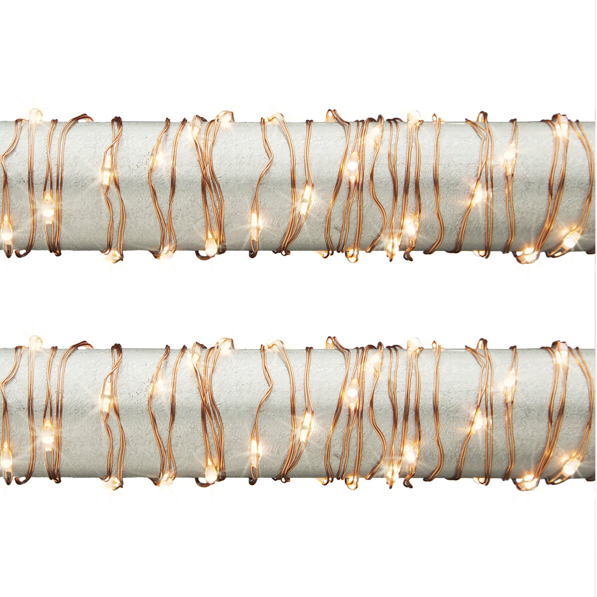 Battery Operated Warm White LED String Lights on Copper Wire, 20 ft Set of 2