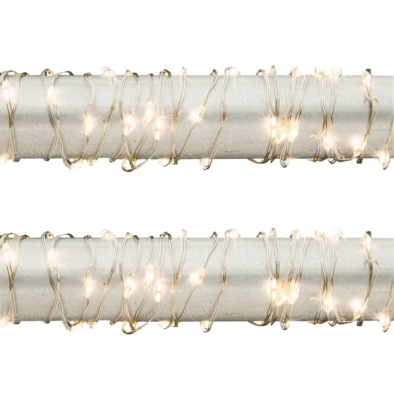Gerson Set of 2 20 ft Battery Operated Warm white Micro Light String on Silver Wire