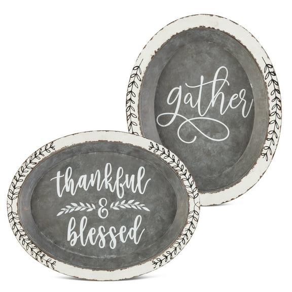 Gerson Set of 2 Assorted Galvanized Trays