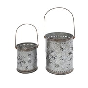 Set of 2 Nesting Metal Galvanized Snowflake Luminaries