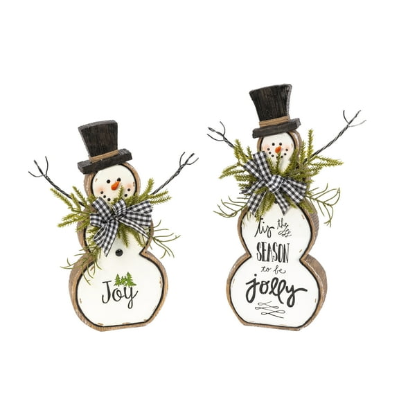 Rustic Resin Snowman Figurine Set of 2