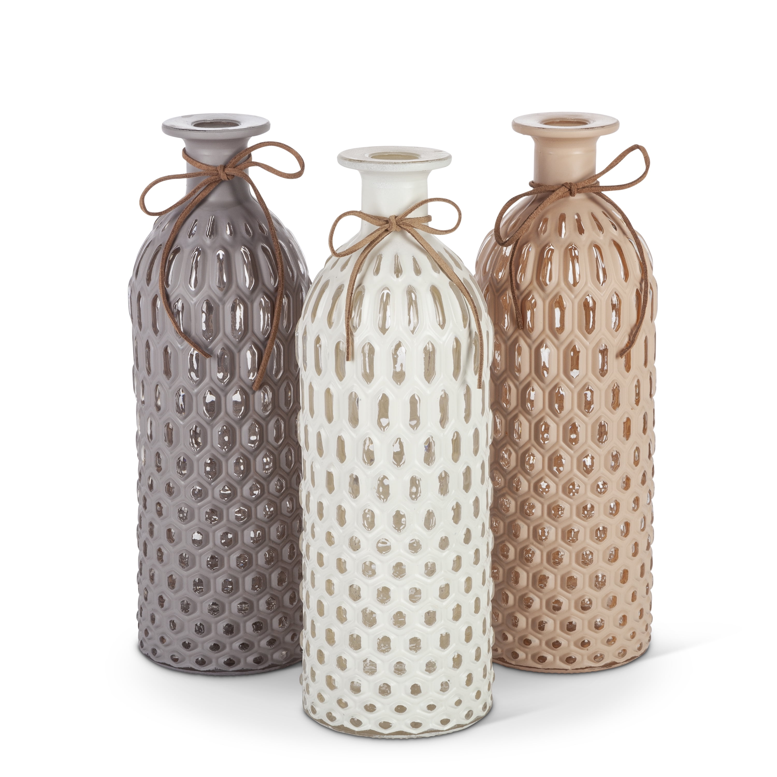 Gerson Set of 3 10inch tall glass vases
