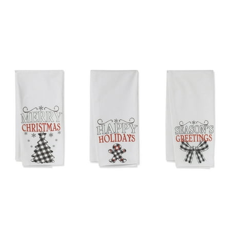 Gerson Set of 3, 27-in L Fabric Holiday Design Tea Towels