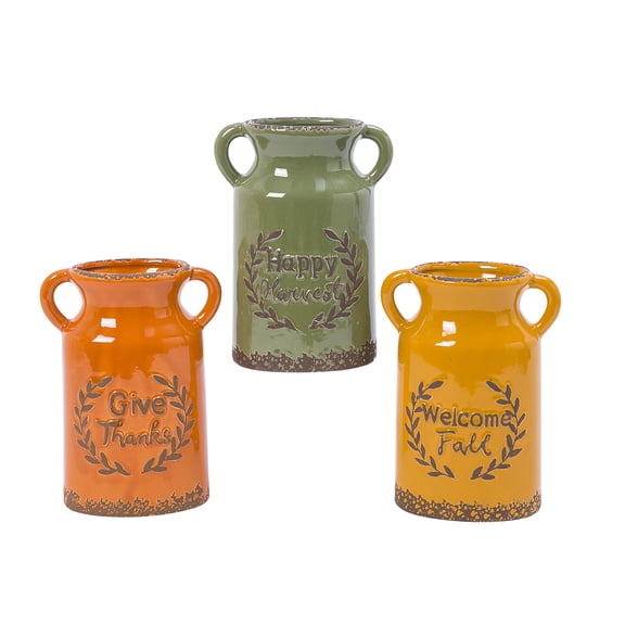 Gerson Company Set Of 3 Assorted Ceramic Harvest Vases