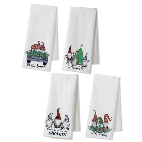 Gerson Set of 4 21-in L Fabric Gnome Design Tea Towel, 4 styles