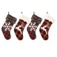 thumbnail image 1 of Gerson Set of 4 Multicolored Faux Fur Trimmed Buffalo Plaid Stockings, 1 of 2