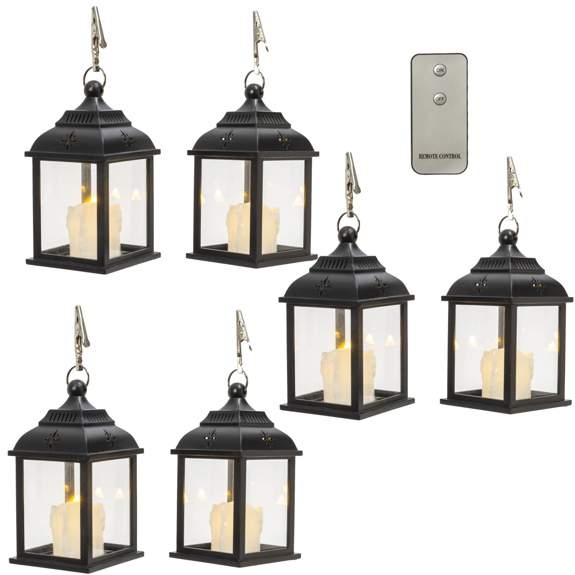 Gerson Set of 6, Lighted LED Candle Lanterns with Remote