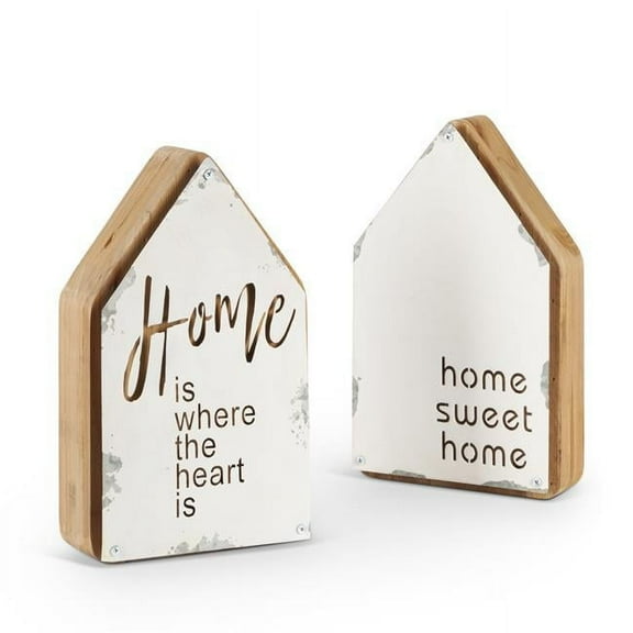 Gerson Set of Two 9.65-in H Inspirational Metal and Wood Tabletop Home Decorations