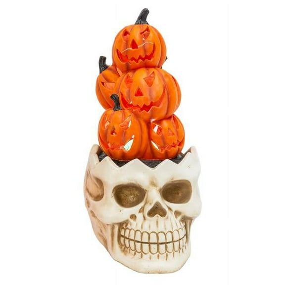 Gerson Smoking Pumpkins on Top of Skulls Lantern with Lights
