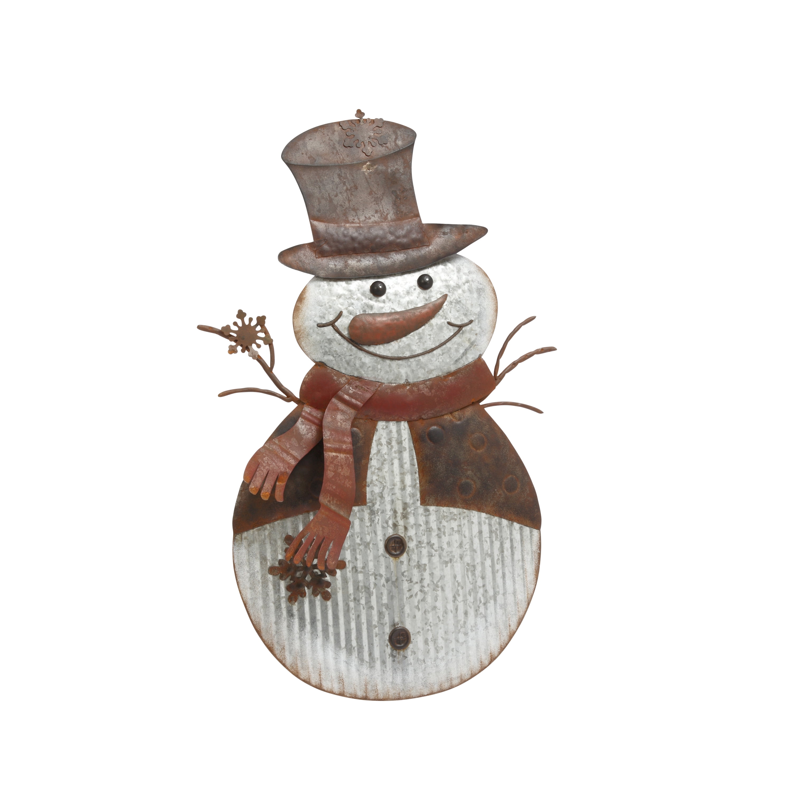 Gerson Standing Galvanized Metal Snowman Porch Accent with Easel
