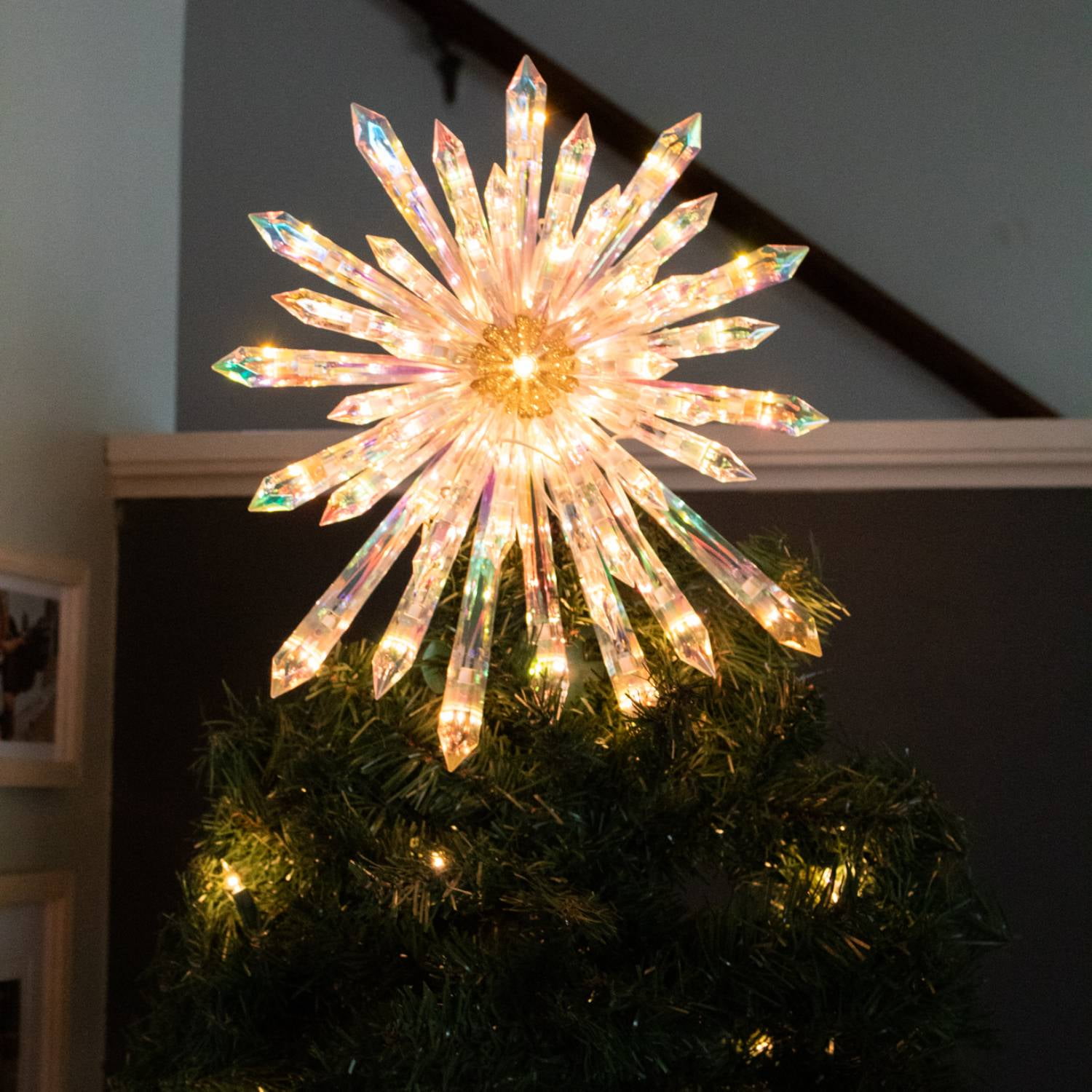 Gerson Starburst Christmas Tree Topper for a Warm, Steady Glow