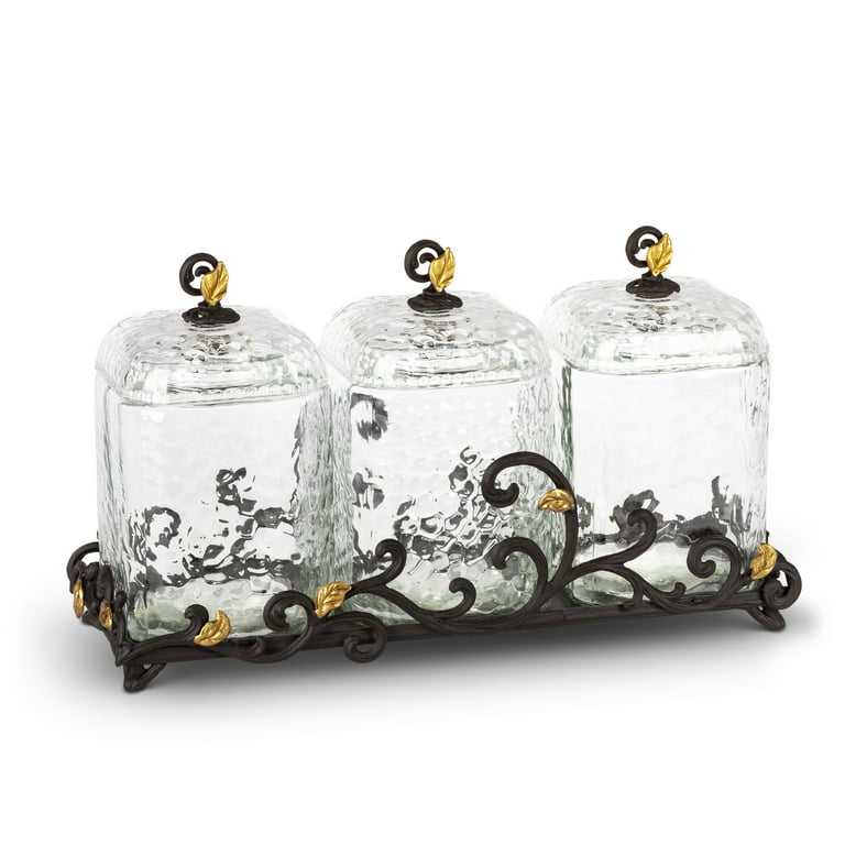 Blown Glass Canisters Collection - Olive Leaf Kitchen Canister - GKC006