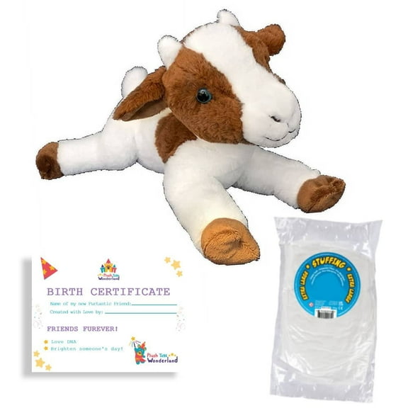 Plush Gear Gert The Baby Goat 8" Plush Kit with Stuffing & Birth Certificate DIY Make Your Own Soft Stuffed Animal Toy Gift for Kids