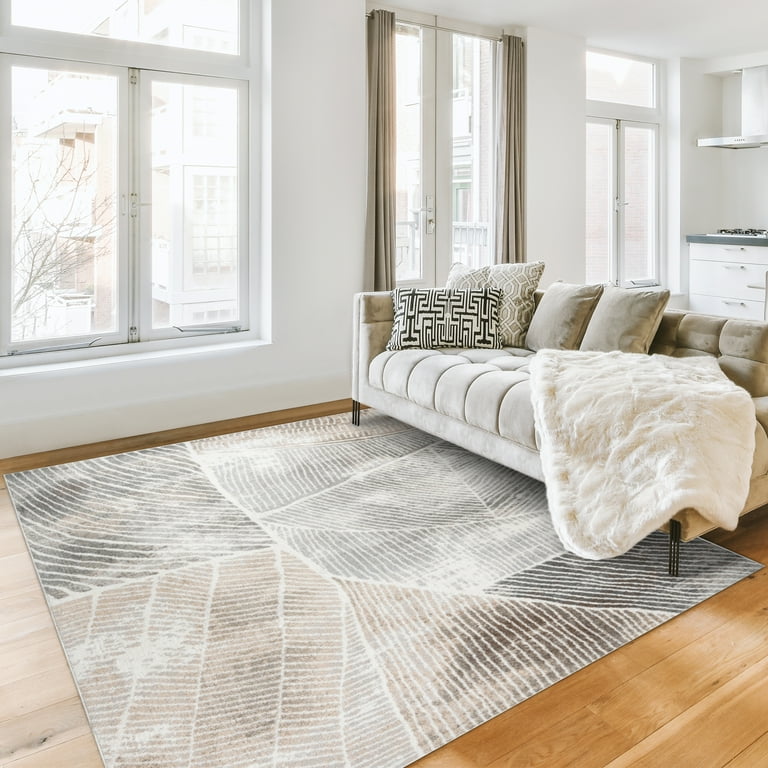 Gertmenian Alor Bisa Modern Abstract Gray Ivory Tan Polypropylene Indoor Area Rug 8x10