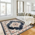 thumbnail image 1 of Gertmenian Alor Khelo Traditional Oriental Navy Blue/Ivory/Tan Polypropylene Indoor Area Rug, 6x9, 1 of 7