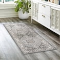 thumbnail image 1 of Gertmenian Alor Zia Transitional Oriental Light Gray/Ivory/Aqua Polypropylene Indoor Area Rug, 2x6 Runner, 1 of 7