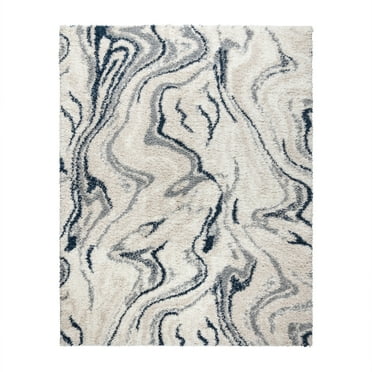 Gertmenian Anjou Marble Shag Abstract Navy Indoor Area Rug, 5x8