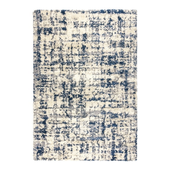 Gertmenian Anjou Myra Shag Abstract Cream Blue Indoor Area Rug, 8x10
