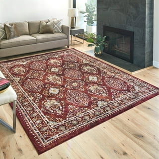 Antep Rugs Alfombras Non-Skid (Non-Slip) 3x5 Rubber Backing Floral Geometric Low Profile Pile Indoor Area Rugs (Beige Multi, 3' x 5')