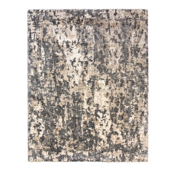 Gertmenian Chaise Moab Modern Abstract Camo Grey/Beige/Ivory Plush Shag Area Rug 6'6" x 9'6" 6' x 9'