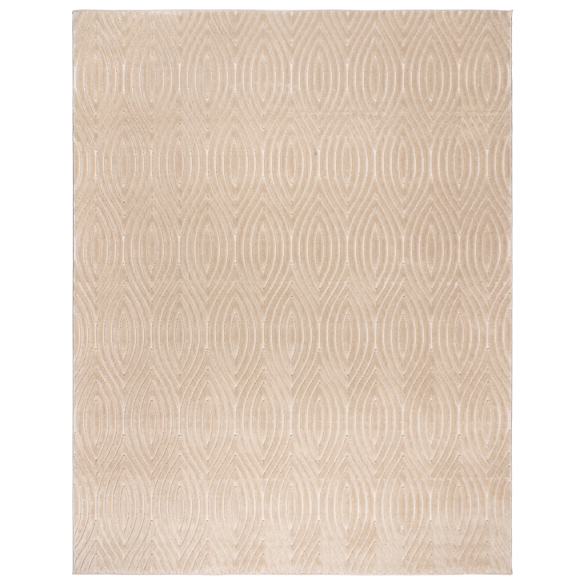 Beige Geometric Tufted Rectangular 6' x 9' Synthetic Rug