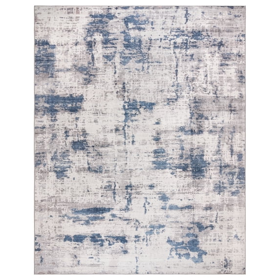 Crystal Print Cenis Modern Abstract Blue Gray Washable Indoor Area Rug, 3x5