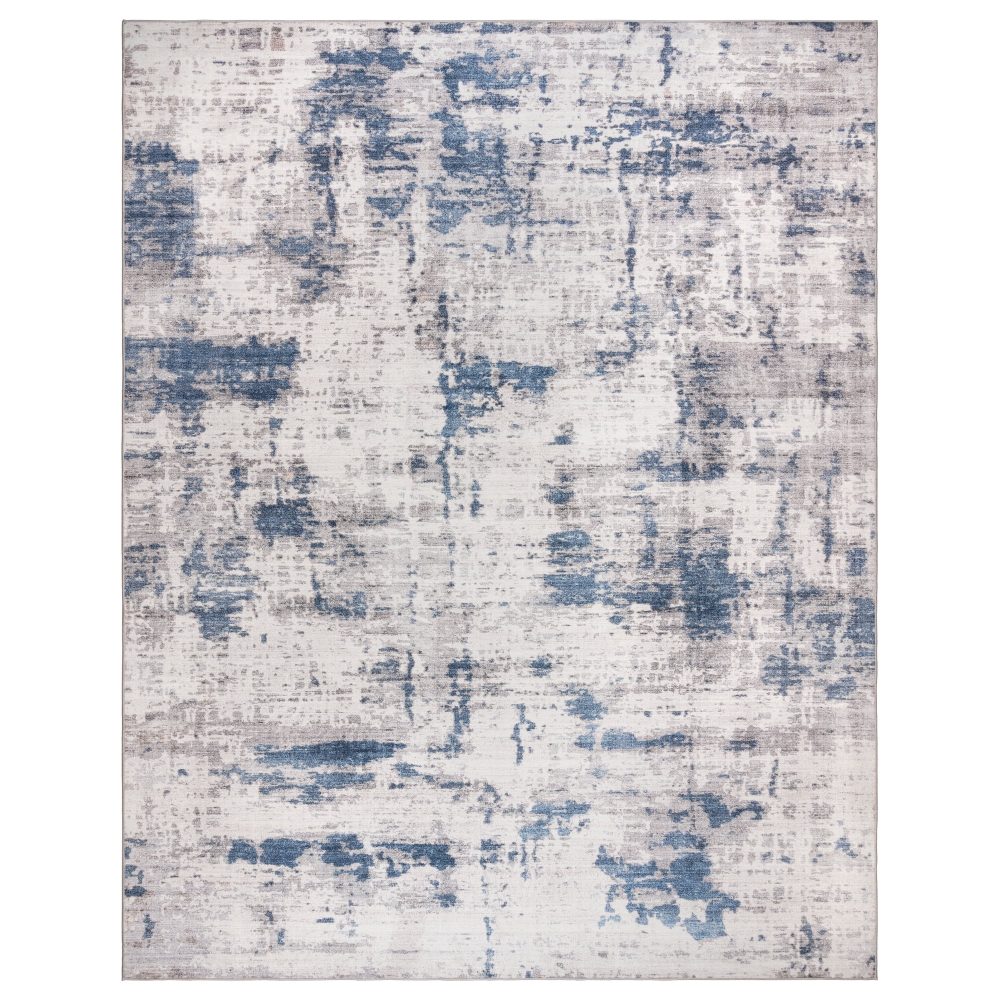 Crystal Print Cenis Modern Abstract Blue Gray Washable Indoor Area Rug, 5x7