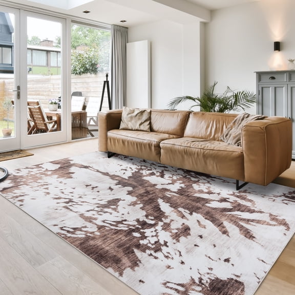 Crystal Print Charley Modern Animal Print Cow Area Rug, 8x10