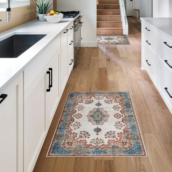 Gertmenian Crystal Print Dainty Medallion Traditional Oriental Multi Area Rug, 2x4, 2 Pack