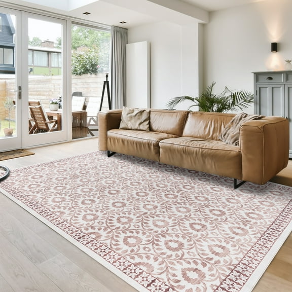 Crystal Print Esme Rustic Floral Ivory/Tan Area Rug, 3x5